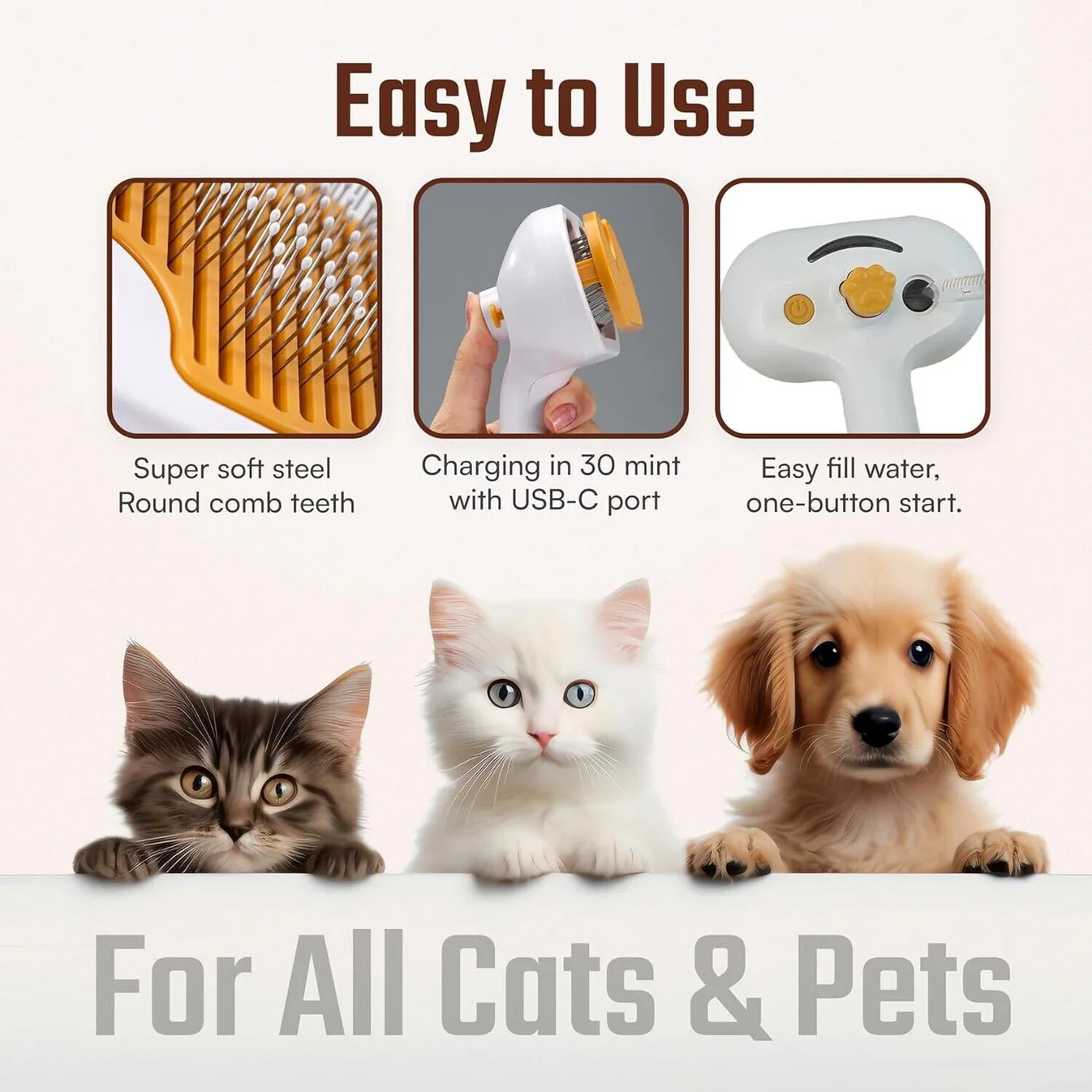 BuddyTail Hub™ Steam Groom Brush